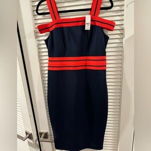 NWT Medium NY&Co Red and Blue Scuba Dress